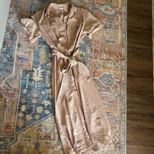 Tuckernuck Beige Button-Up Dress with Belt